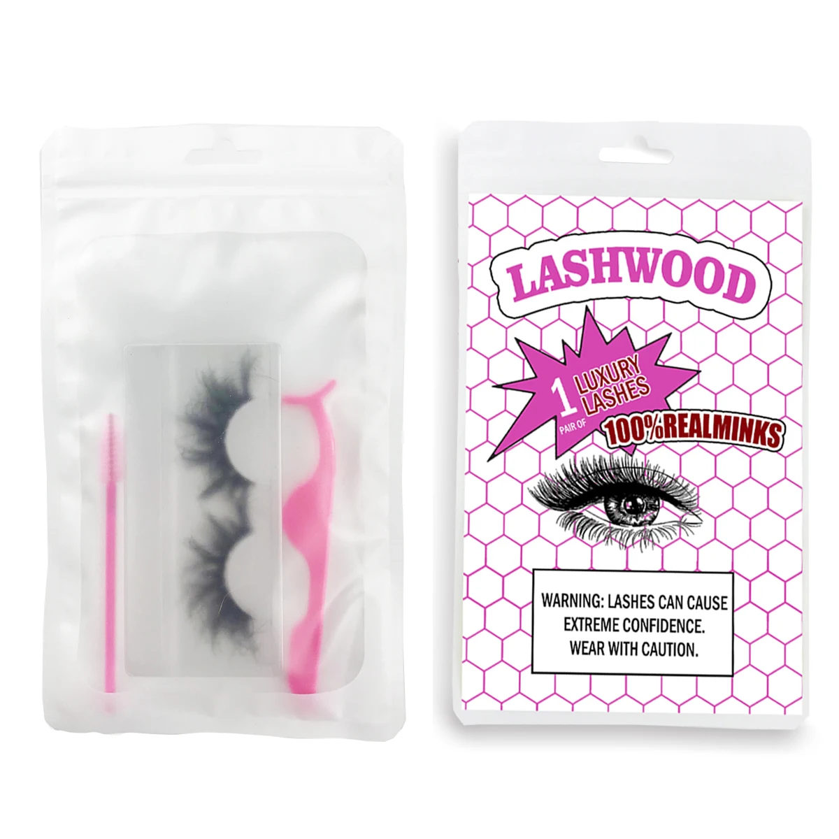 Оптовая продажа розовый/белый/черный пакет для упаковки ресниц с деревянной