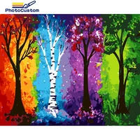 photocustom oil painting tree drawing on canvas handpainted art coloring by number colorful scenery kits home decoration diy gif