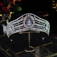 2022 new queen cown zircon diadem for women bridal wedding hair accessoris princess tiara party jewelry alloy tiaras headband