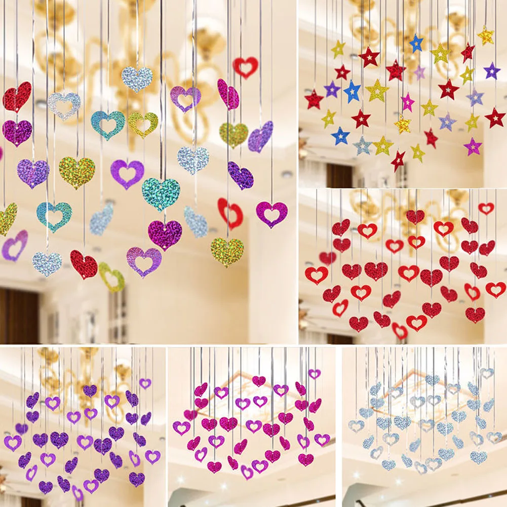

Multi Color Heart Laser Sequined Rain Balloon Pendant Romantic Wedding Room Birthday Party Decoration Balloon Valentine’s Day
