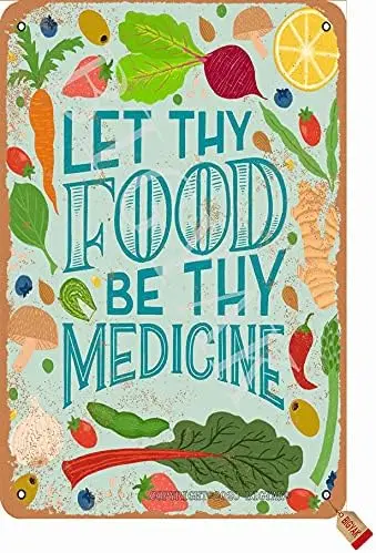 Овощи Metl Sgns Frm Plque Decorton Let Thy Food Be Medcne Tn Плакаты Frmhouse Home Ktchen Wll Декор 8x12 nches