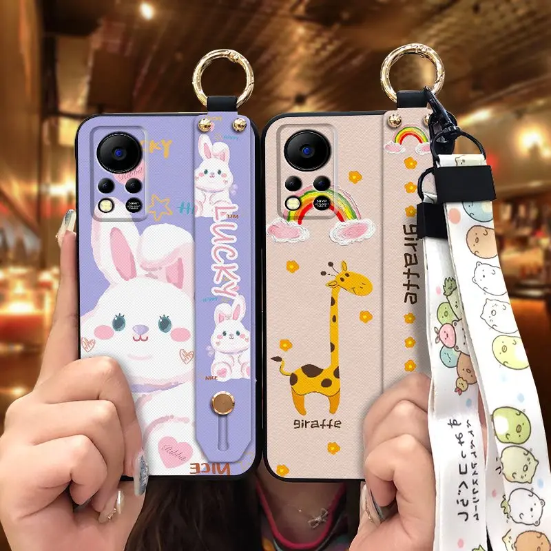 for woman wrist strap phone case for infinix hot 11s nfcx6812b silicone fashion design new arrival free global shipping