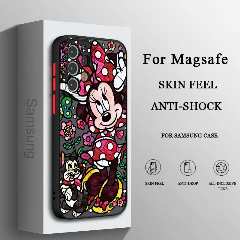 

Disney Cute Minnie Mickey Phone Case For Samsung A71 A70 A50 A52 A51 A42 A32 A22 A21S A12 A33 A53 Frosted Translucent