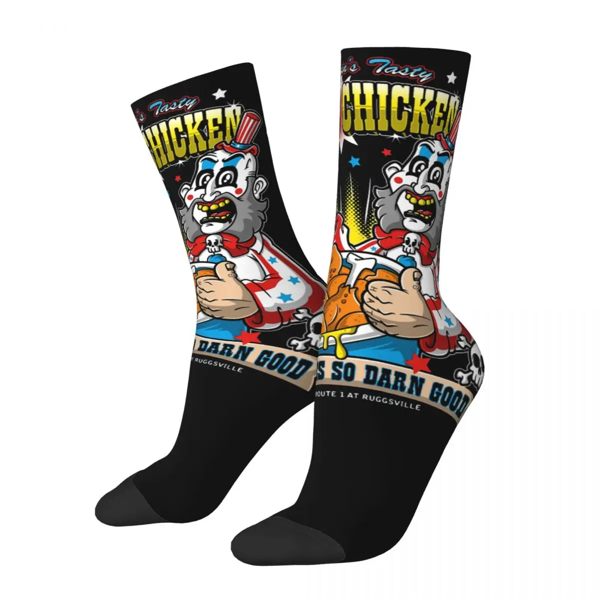 

Funny Men's Compression Socks Tasty Fried Chicken Vintage Harajuku House Of 1000 Corpses Horror Movie Seamless Crew Crazy Sock