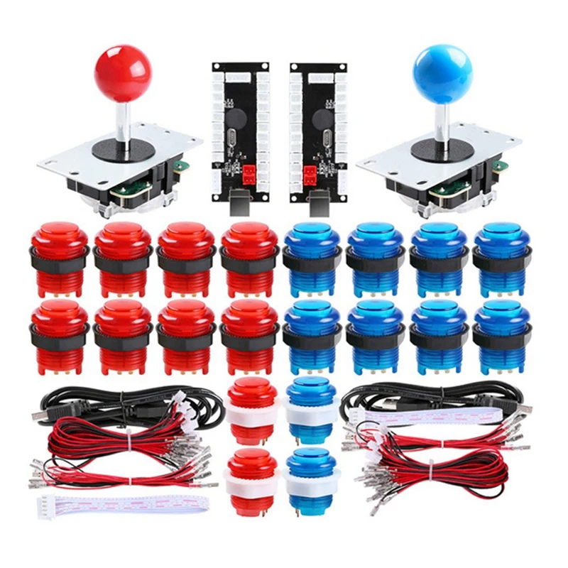 

Arcade DIY Parts LED DIY Kit 2X Zero Delay USB Encoder+2X Joysticks 20X LED Arcade Button For Arcade Games Parts