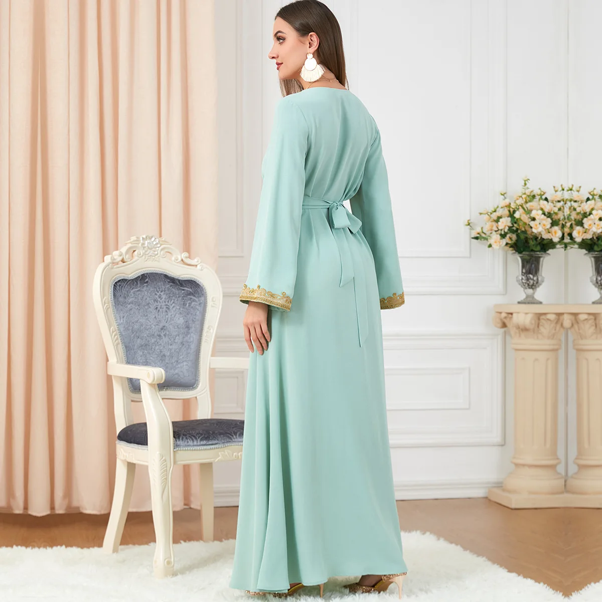 Autumn Morocco Dress Muslim Women Abaya Party Dresses Long Sleeve Abayas Dubai Turkey Islam Kaftan Robe Longue Vestidos Largos