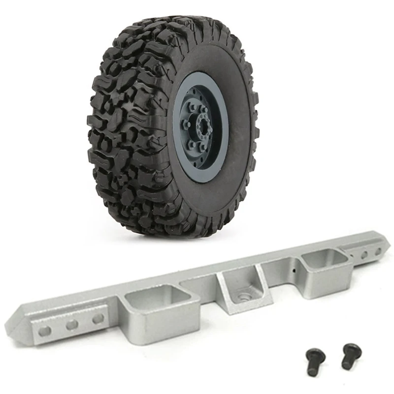 

1X Metal Rear Bumper With Reversing Light Steering Signal & 4Pcs Rubber Wheel Rim Tire Tyre For WPL B-1/B-24/C-14