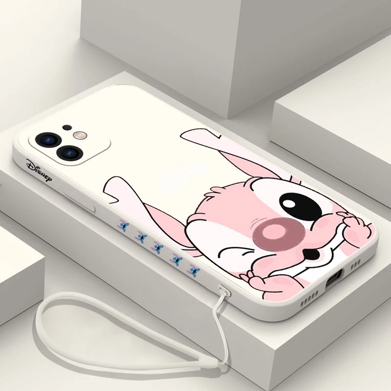 Side Print Stitch Lanyard Phone Case For iPhone 14 13 12 11 Pro Max Mini X XR XS MAX SE20 8 7 Plus Liquid Silicone Cases Cover