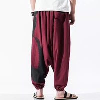 large fat cotton linen casual pants slacks legged bloomers mens spring and summer chinese style loose linen pants