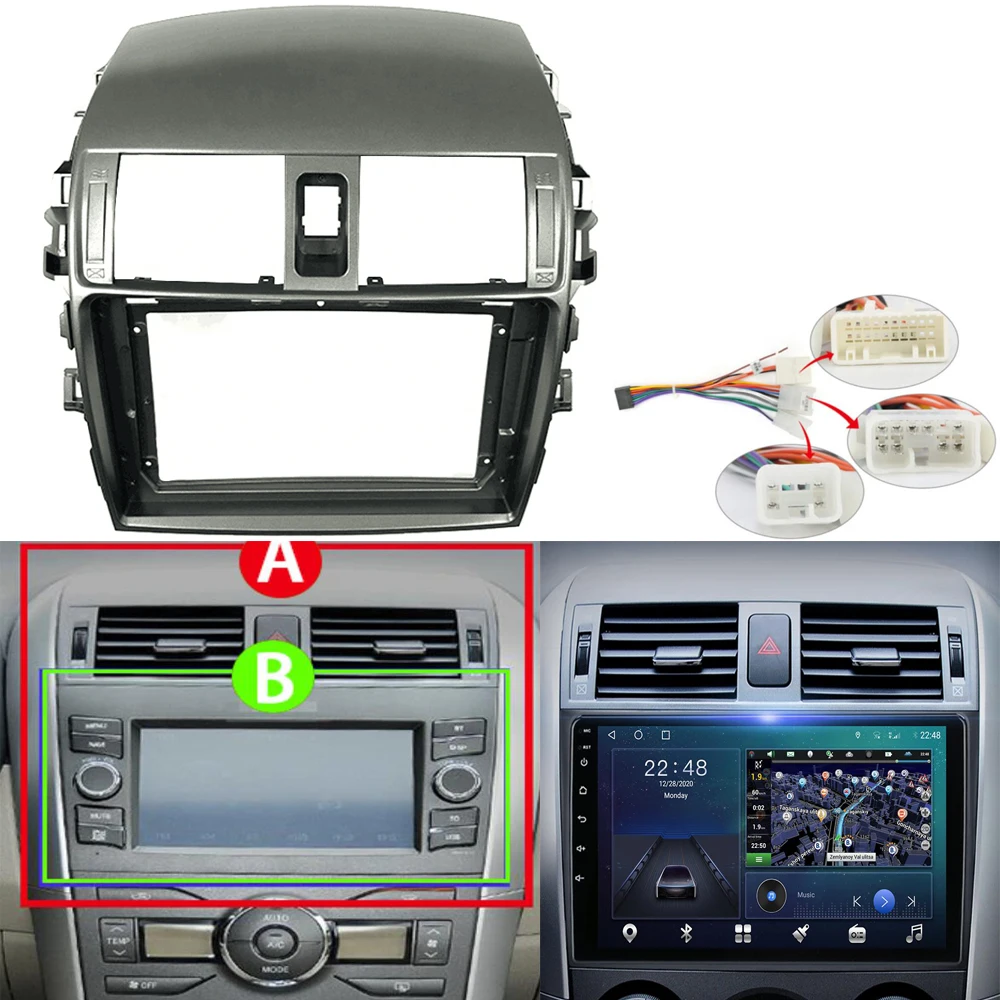 9 inch Car DVD Frame Audio Dash Trim Kits Facia Panel Radio Player screen 2 Din For Toyota Corolla 2009-2013 StereoPanel
