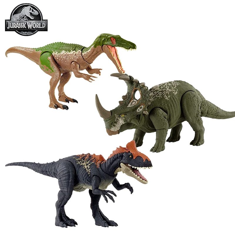 Подлинный mattel мир Юрского периода звук Страйк барионикс мрачный Трицератопс