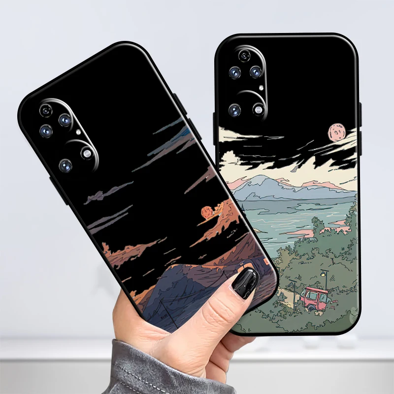 

Landscape Painting Phone Case For Huawei P20 Lite P20 Pro Lite 2019 P Smart Z 2020 2021 P10 P40 Plus 5G P50 P30 8h60 Talkie