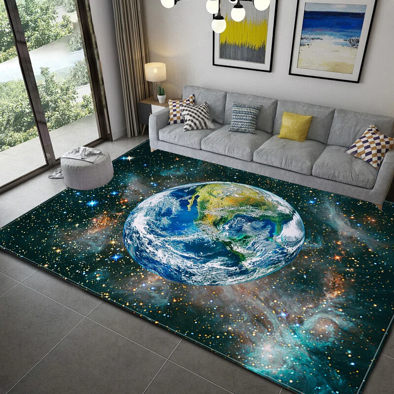 

Ковер Earth Galaxy с космическим принтом, домашний декоративный ковер для гостиной, кухни, ванной, ванной, нескользящий, для прихожей