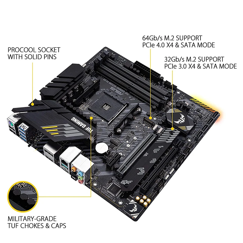 Новый комплект материнской платы ASUS TUF GAMING B550M PLUS Micro-ATX DDR4 3466(OC) МГц 128 ГГц разъем AM4