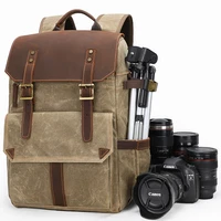 large capacity retro batik canvas waterproof photography backpack durable backpack outdoor travel casual mens camera bag