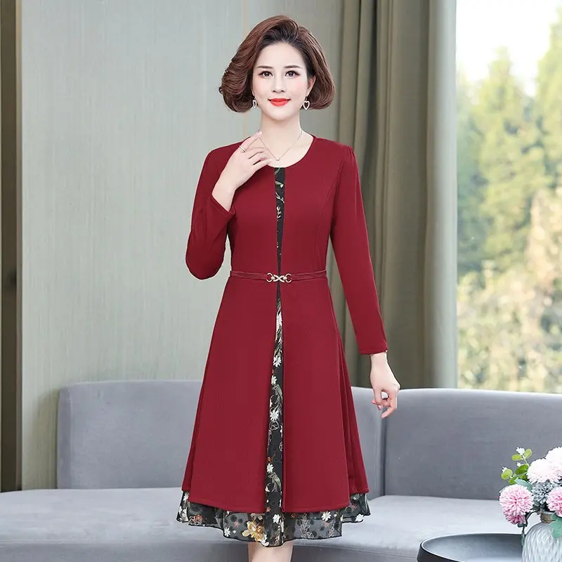 

Vintage Print Chiffon Long Sleeve Dresses Autumn Winter New oversized Black Bodycon Dress Elegant Women Party Vestidos