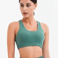 female fitness y back soft nylon running gym bras classic plain athletic yoga dance underwear with elastic cord