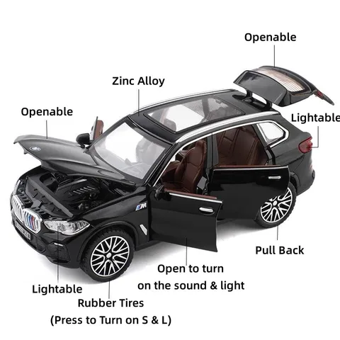 BMW X5 SUV 1/32  металлическая модель автомобиля со звуком и светом