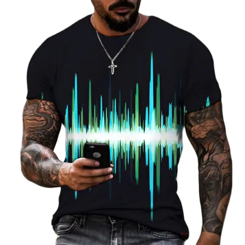 

Natural scenery printed T-shirt Fashion men's round neck T-shirt New casual Aurora pattern handsome men's quick drying T-shirts