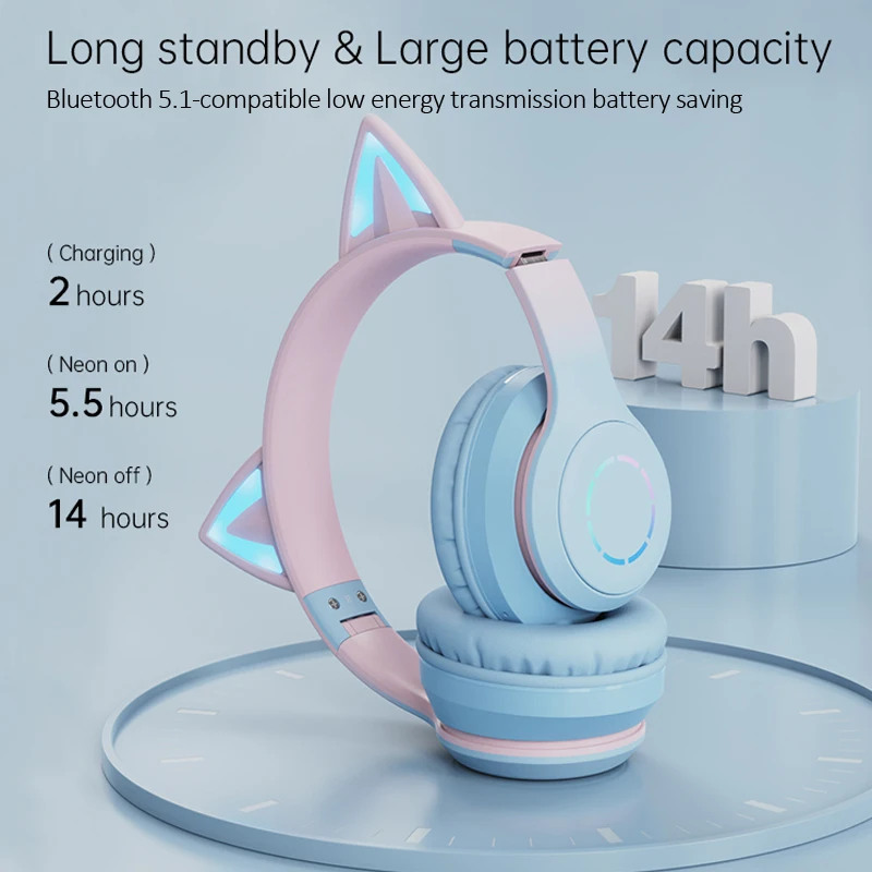 Беспроводные игровые наушники со светодиодной подсветкой с микрофоном для детей