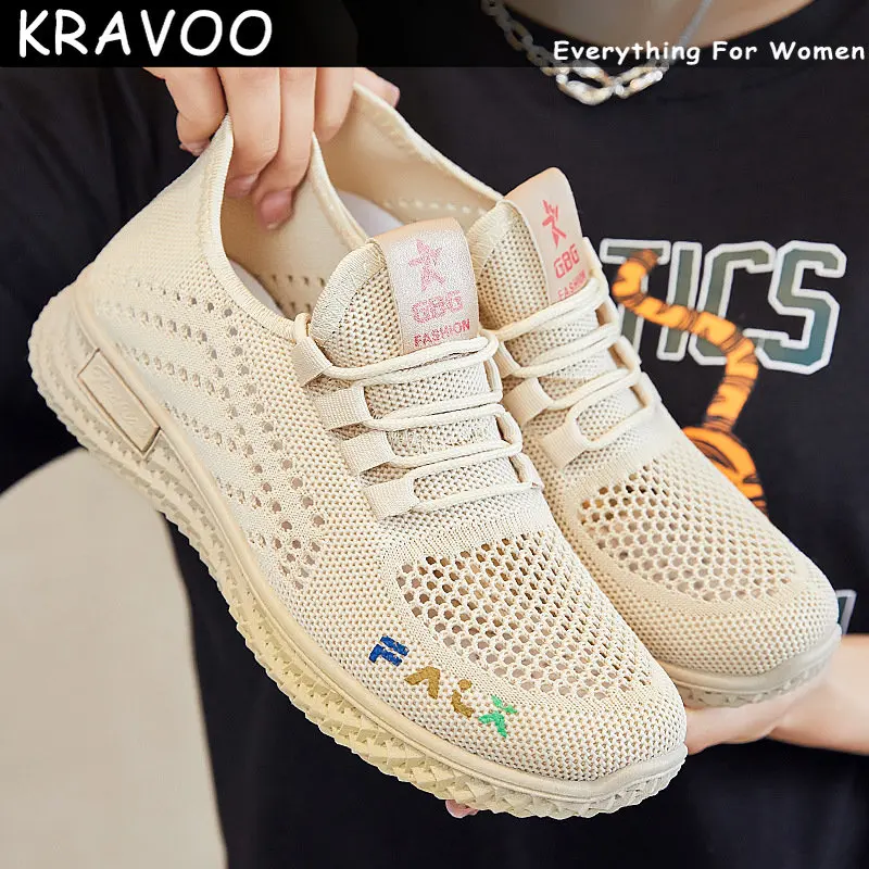 

KRAVOO Hot Sale Women's Sports Shoes Women Female Sneakers 2023 New Mesh Fasion Women Sport Sneaker Woman Tennis Casual Ladies