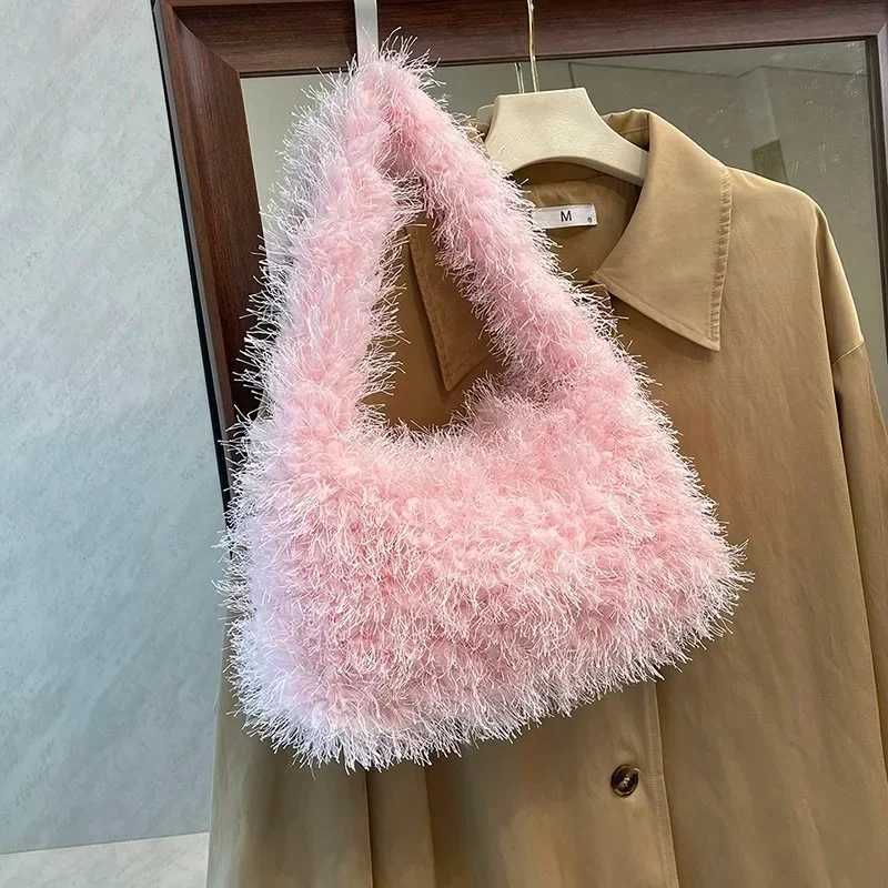 Бархатная молния 2024 зимняя хит продаж женская сумка на плечо однотонная модная