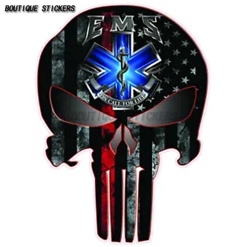 

Skull First Responders EMS US Flag Sticker Car Window Bumper Waterproof Polyethylene Decal