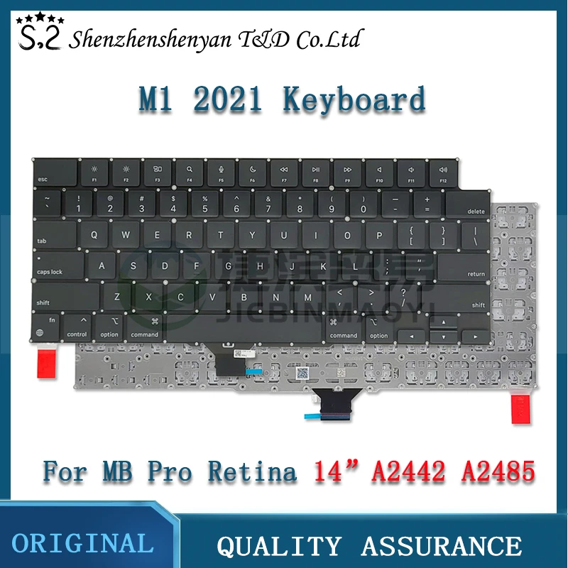 

New Laptop A2442 A2485 US UK Korean Italian Spanish French Russian German Keyboard For MacBook Pro M1 Retina 14" 16" 2021 Year