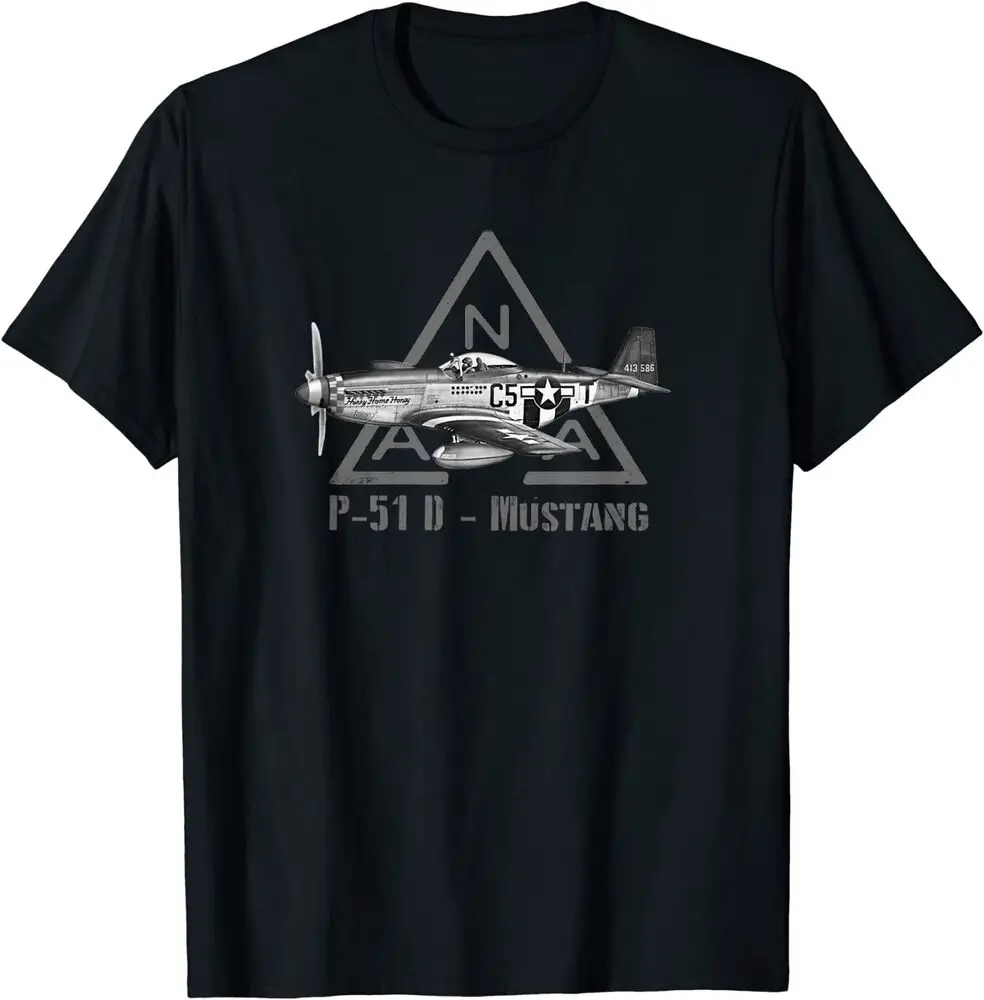 

WWII US Air Force P-51 Mustang Fighter T-Shirt 100% Cotton O-Neck Summer Short Sleeve Casual Mens T-shirt Size S-3XL