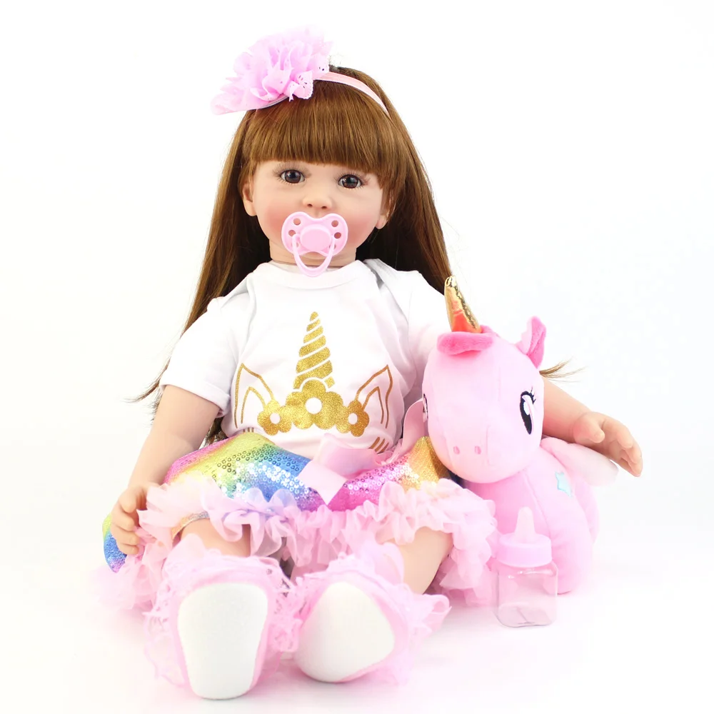 Фото Реалистичная кукла-реборн BZDOLL, малыш из ткани с единорогом, 24 дюйма, 60 см, подарок на день рождения №2