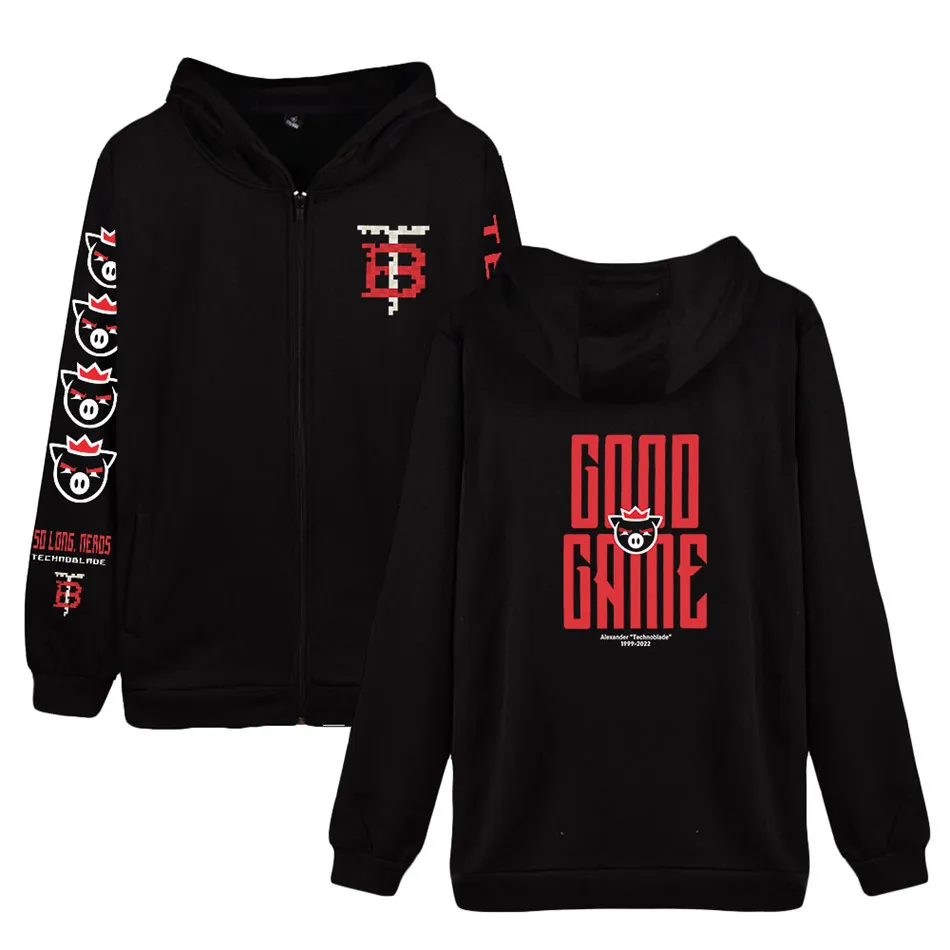 

New Hoodie Technoblade Merch Print Zipper Hoodies Sweatshirts Harajuku Men Women Hip Hop Streetwear Casual Loose Hoodie Fashion
