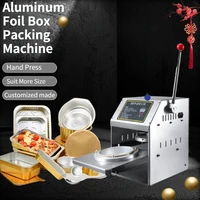 aluminum cup packing machine small desktop automatic seafood meat tray foil lid sealing machine food container heat sealer