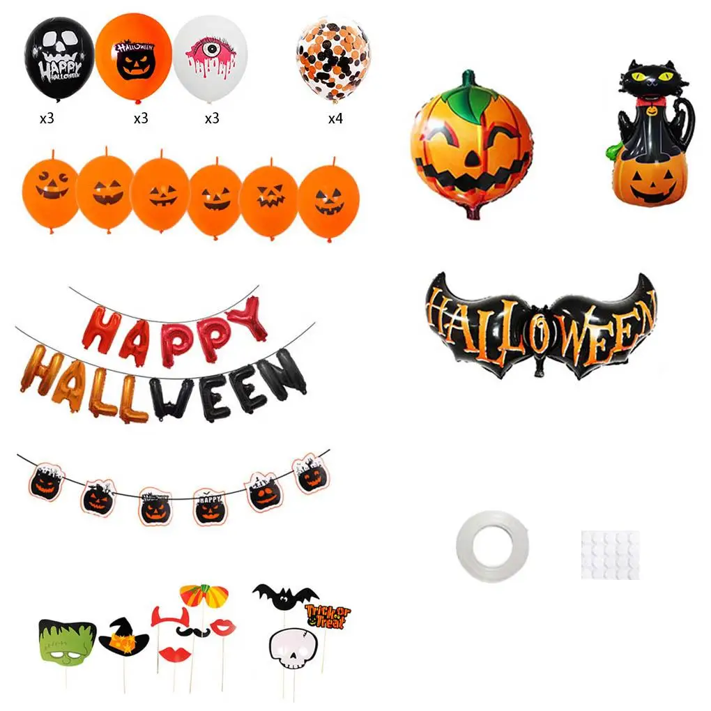 

Balloons Kit Happy Halloween Decor Theme Party Balloon Aluminum Foil Photo Props Pumpkin