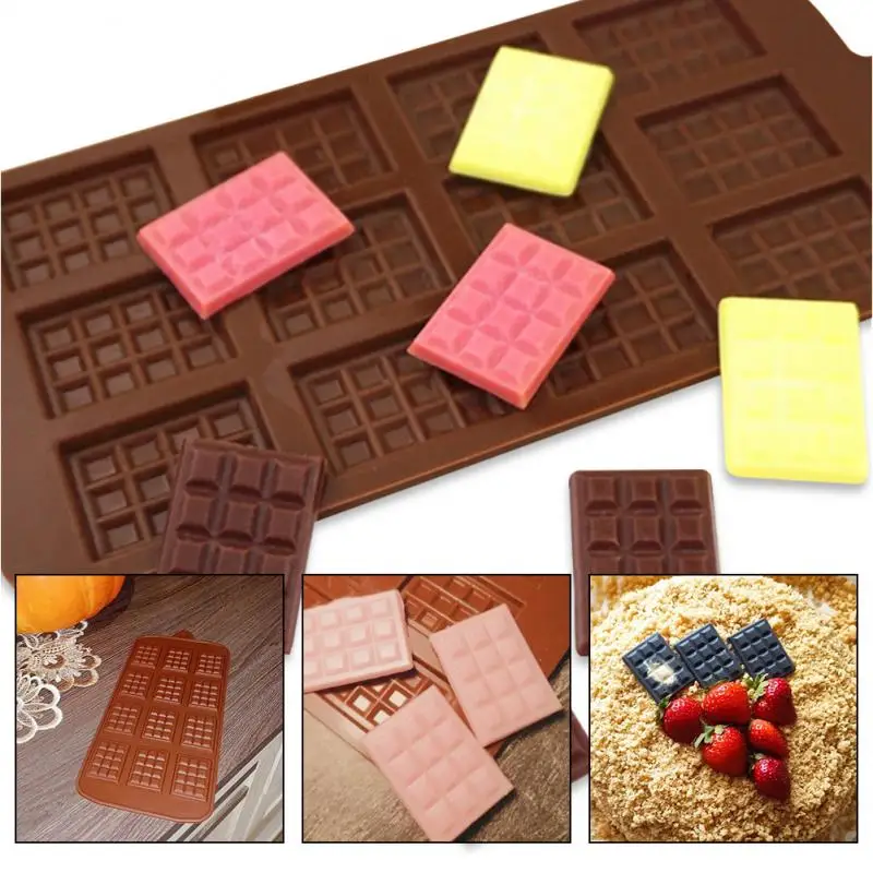 

5PCS 12 Even Silicone Non-stick Waffles Mould Lattice Shape Chocolate Mold 3D Fondant Cake Decoration DIY Candy Bar Baking Tools