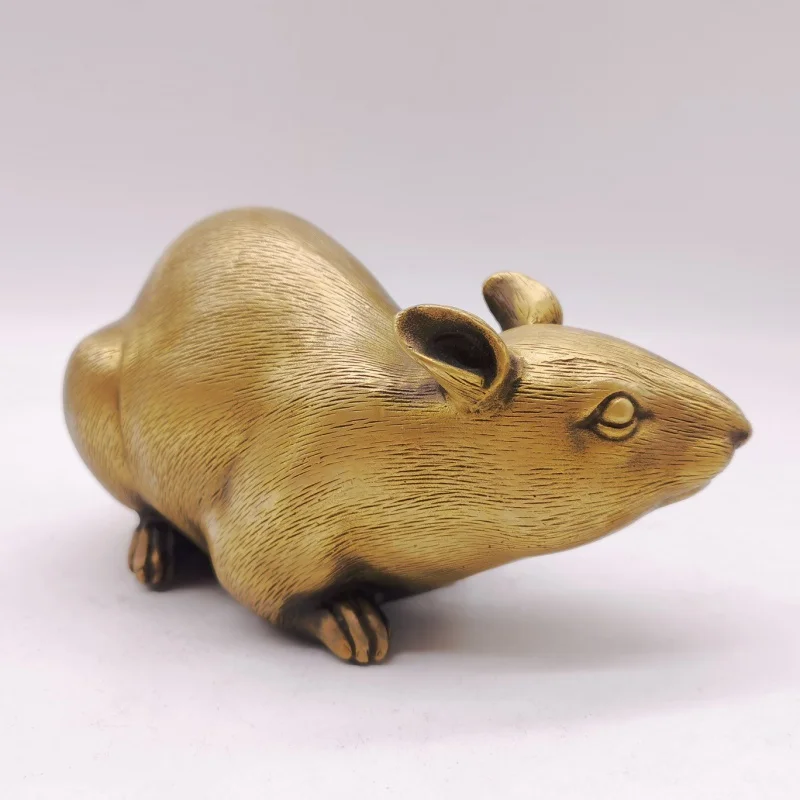 Античная мышь из чистой меди украшение благоприятной мыши крыса зодиака Золотая