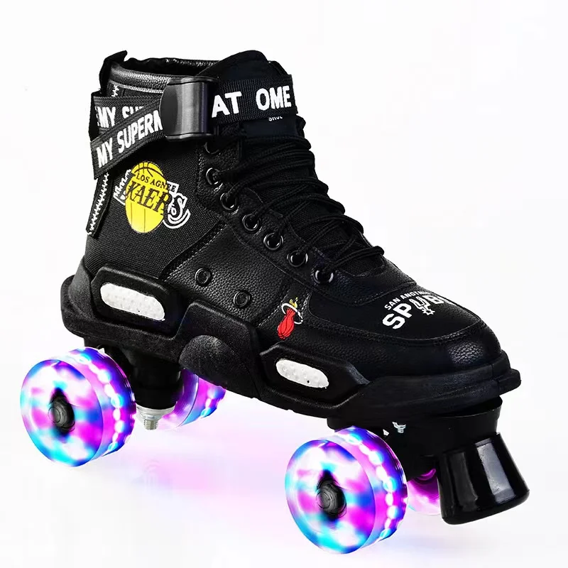 High Quality Quad Skates Roller Skates Unisex Canvas Double Row Adult Kid Two Line Skating Shoes Patines For Beginners