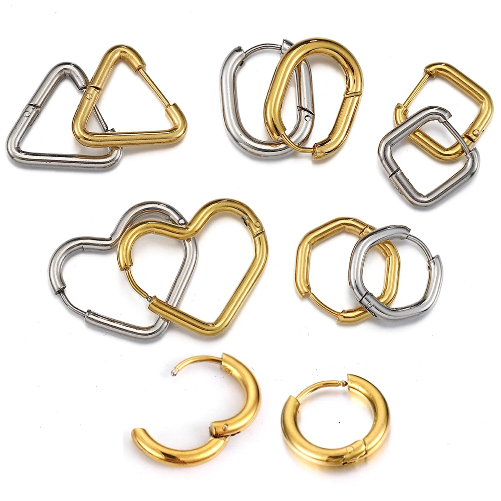 

10pcs Stainless Steel Thick Wire Hoop Earrings Jump Rings for Punk Style Piercing Earclip DIY Jewelry Making Accessory Wholesale