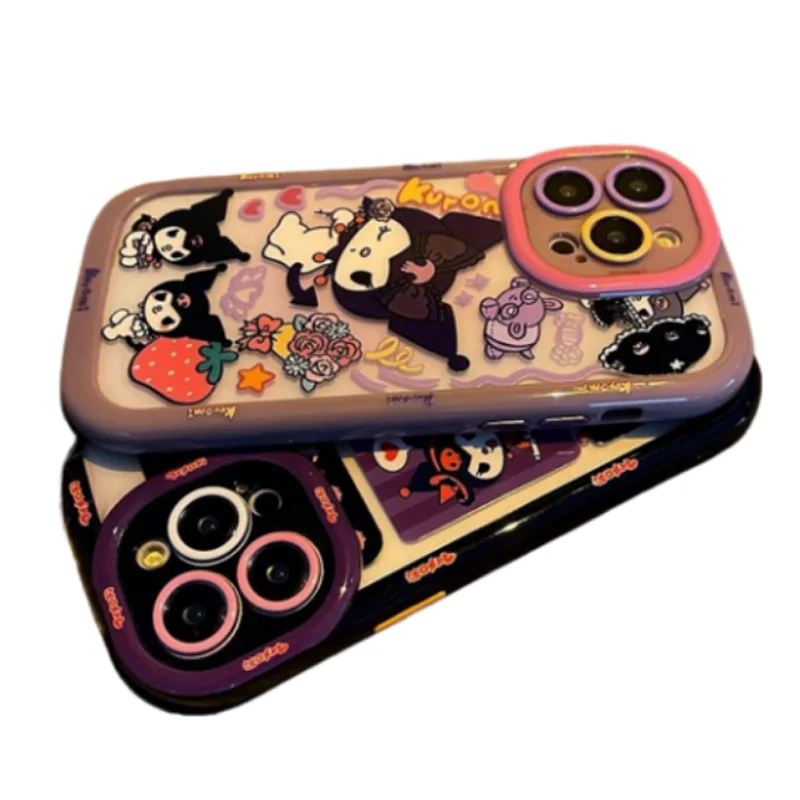 

Sanrio Kuromi Phone Case Is Suitable for IPhone15 14 13 12 11/Pro/Pro Max HD Transparent Cream Shell Anti-fall Protective Case