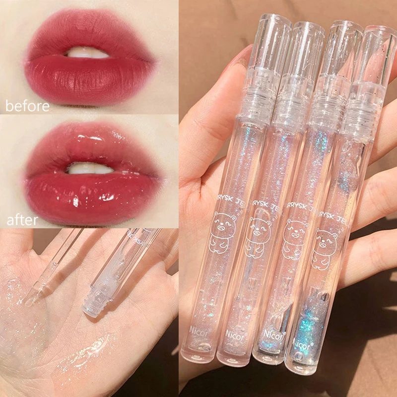 

Water Gloss Lip Oil Makeup Mirror Lip Oil Moisturizing Lip Oil Lip Gloss Moisturizing Waterproof Shiny Transparent Refreshing