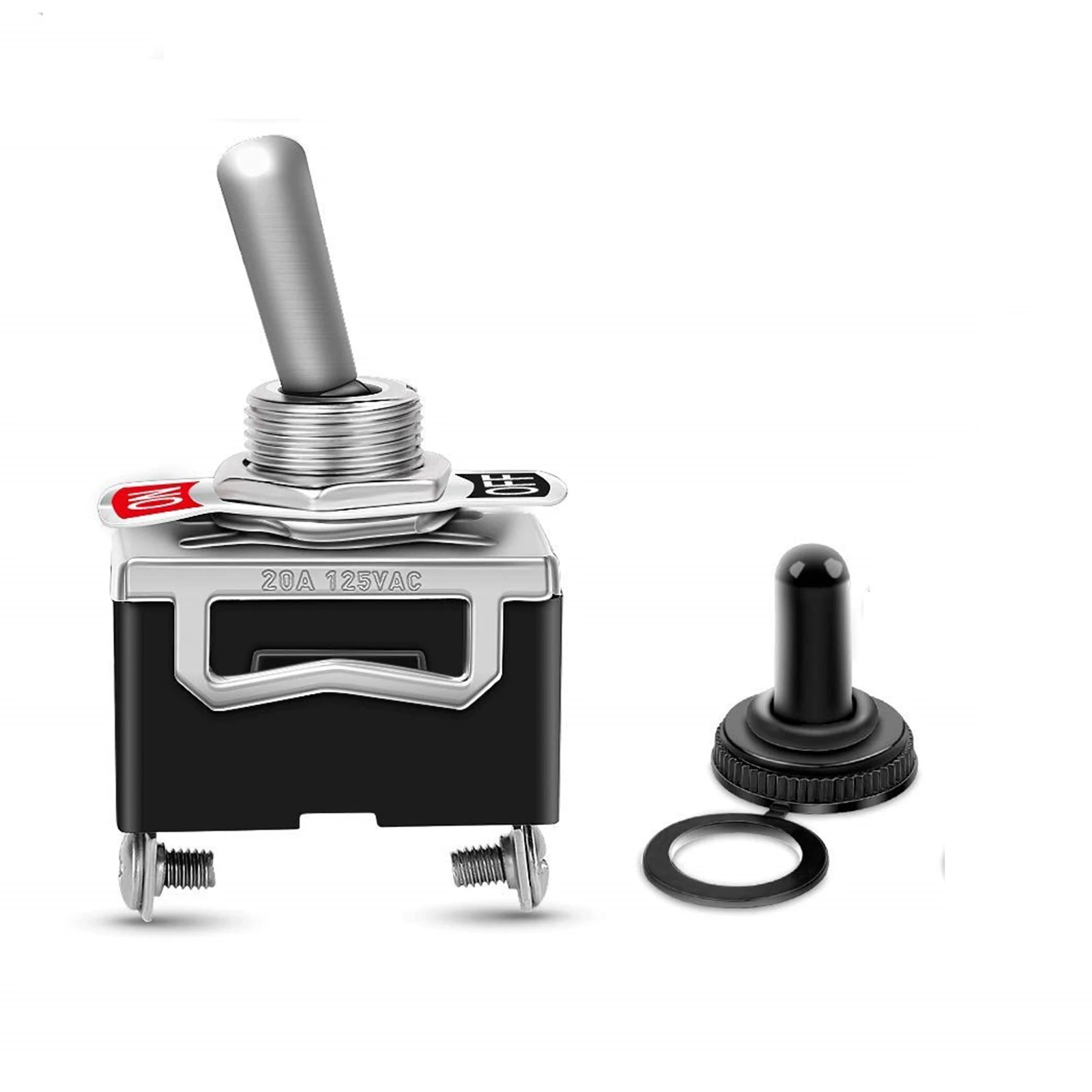

Car Rocker Toggle Switch 15A 250V / 20A 125V 2 Terminal ON OFF Power Button Switches with Waterproof Cover Cap