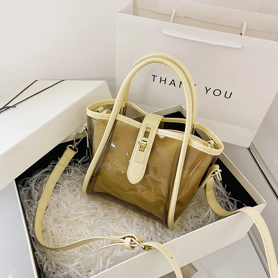 

Women Tote Shoulder Crossbody Bag Luxury High Quality Large Capacity Transparent Handbags Fashion Shopping Bag Purse 2 Pcs/ser