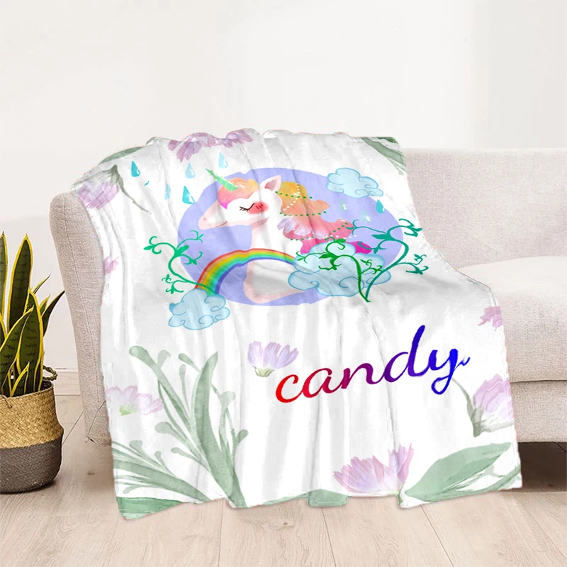 

Flannel FleeceThrow Blanket Personalized Family Friends Son Daughter Birthday Gift Picnic Camping Noon Break Custom Name
