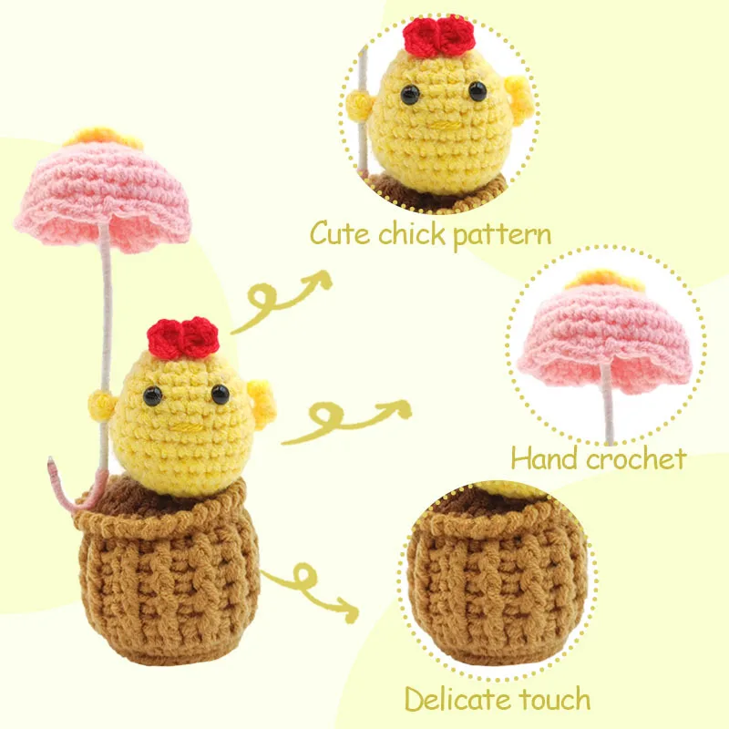 Креативный вязаный вручную цыпленок-лягушка комнатное украшение для растений