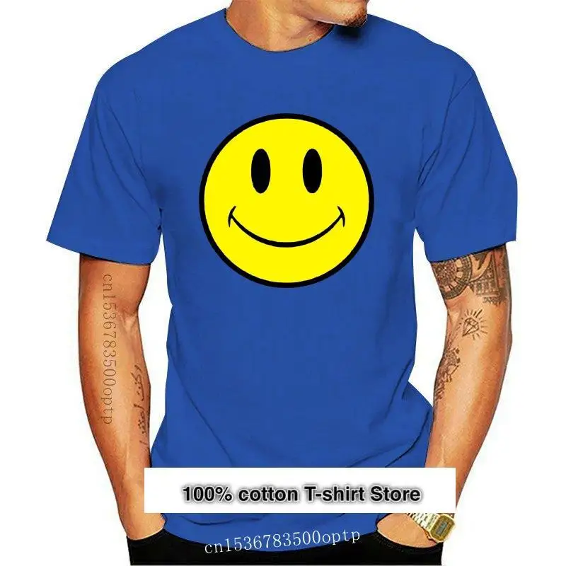 

Camiseta de verano para hombre, camisa con cara sonriente, ácido, casa