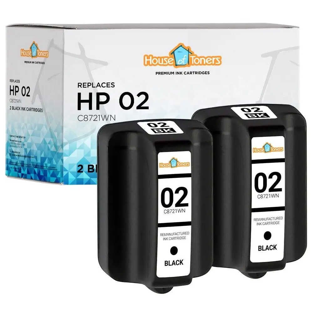 

2-PK C8721WN Black Ink Cartridges for HP 02