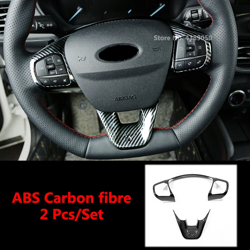 

Для Ford Kuga Escape MK3 2020 ABS углеродное волокно Автомобильная Кнопка рулевого колеса Рама наклейки крышка отделка автомобильный Стайлинг автомобильные аксессуары