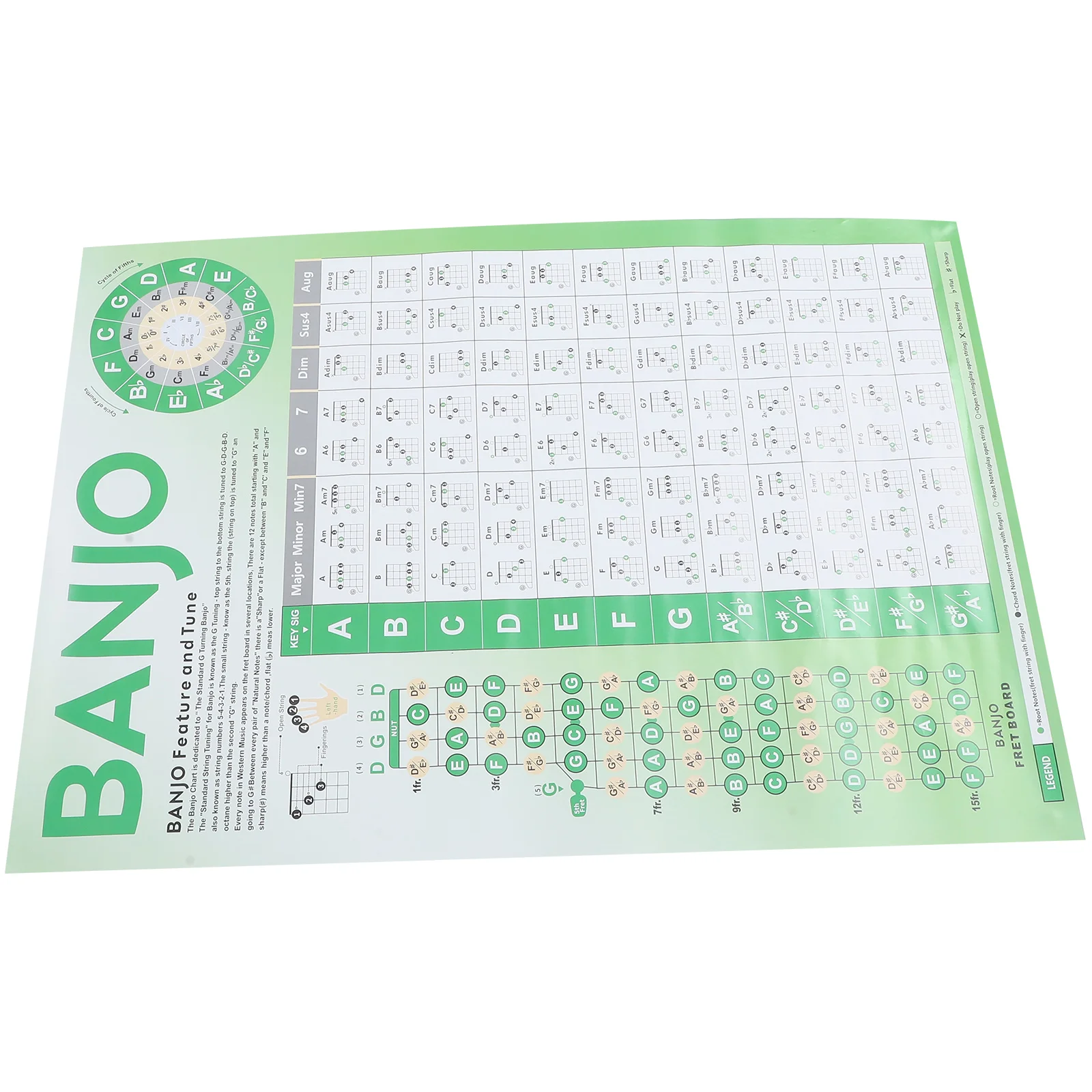

Banjo Fingering Chart Beginner Banjo Chord Chart Portable Banjo Chord Poster for Learning