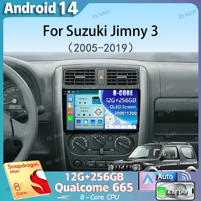 Автомобильное радио Carplay Android 14 для Suzuki Jimny 3 2005-2019 мультимедийный видеоплеер