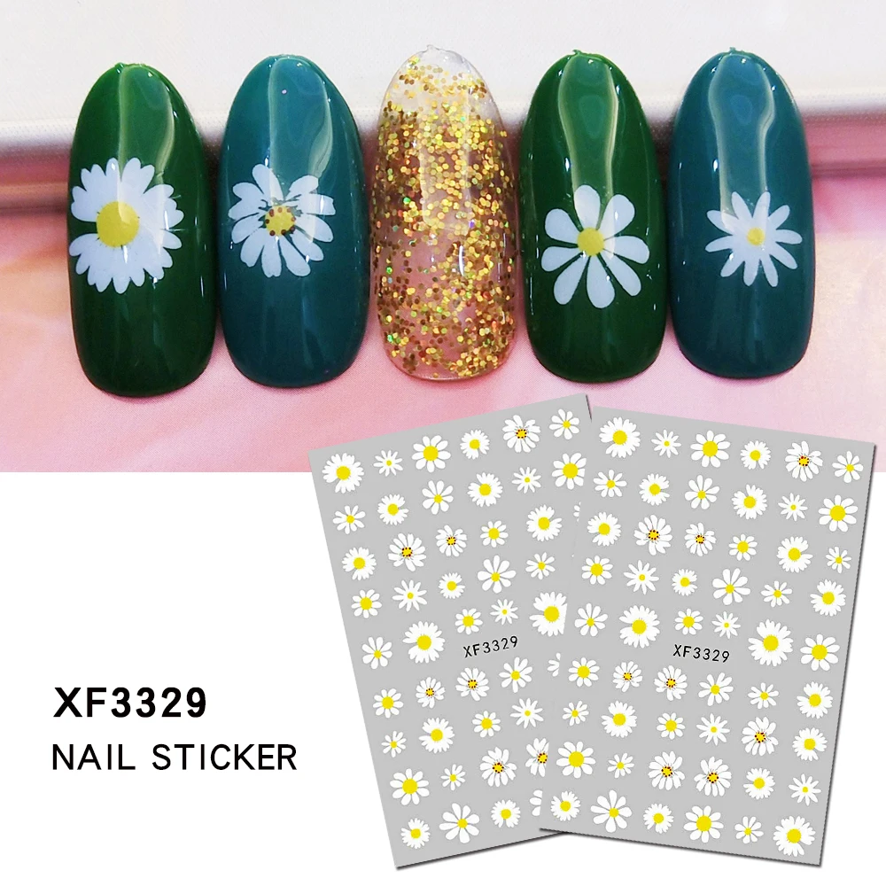 

Nail Art Decals Summer Daisy Fruits White Florals Petals Flowers Back Glue Nail Stickers Decoration For Nail Tips Beauty