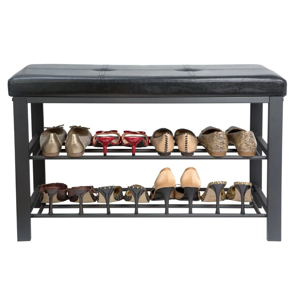 

Simplify 2 Tier Entryway Bench with 8-Pair Shoe Storage in Black Finish